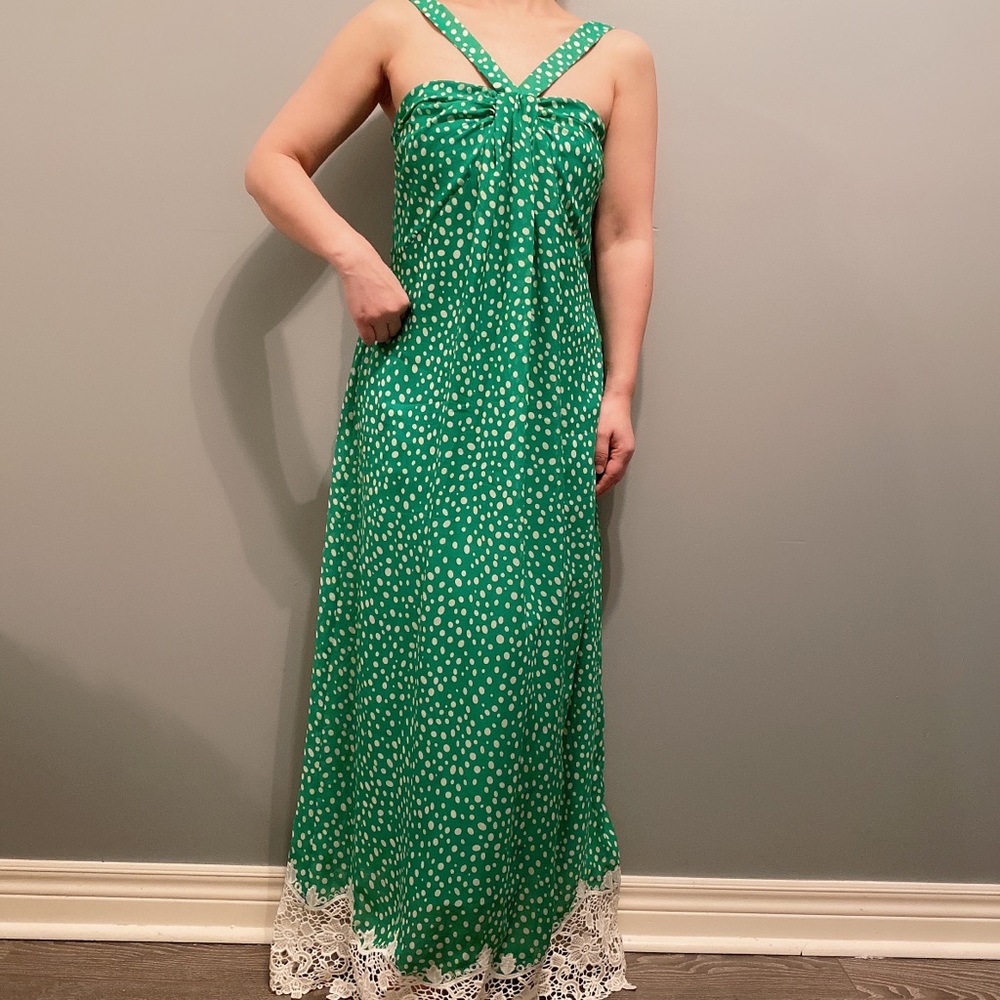 Vipart maxi dress green polka dot 36
